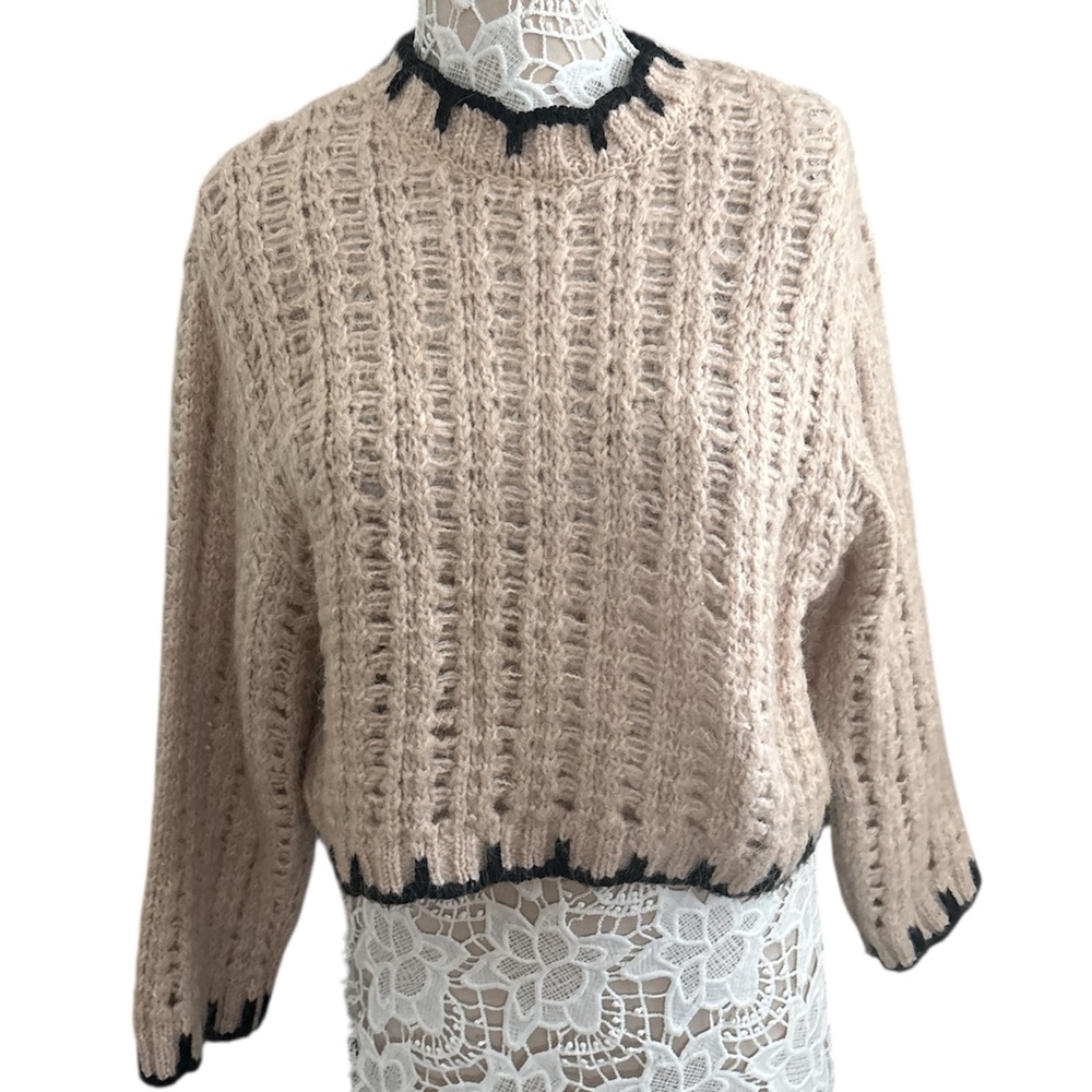 Mango Beige and Black Knit Sweater